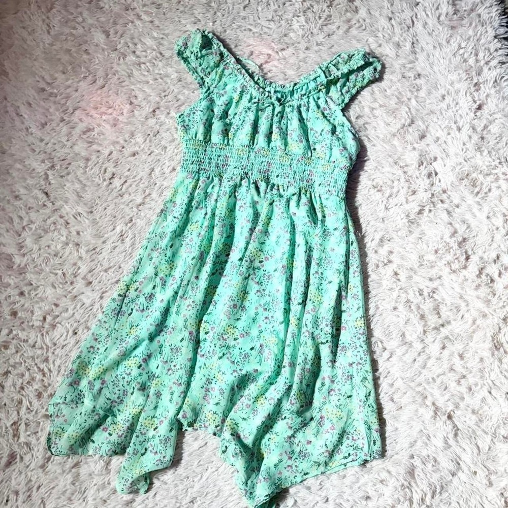 Whimsical Floral Milkmaid Peasant Asymmetrical Fairy Dress Womens M Cottage Core
